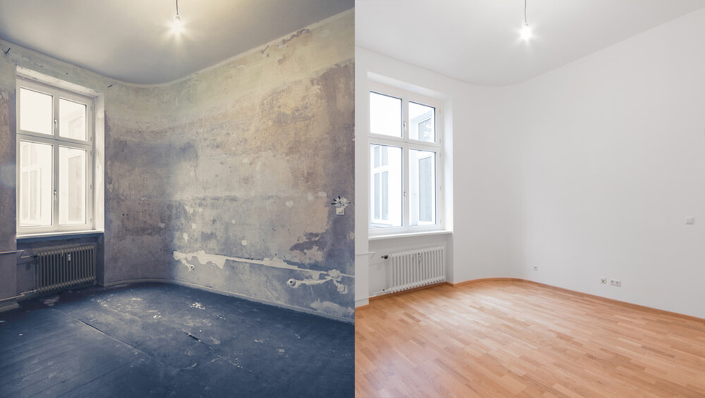 Vorher-Nachher-Vergleich einer Renovierung